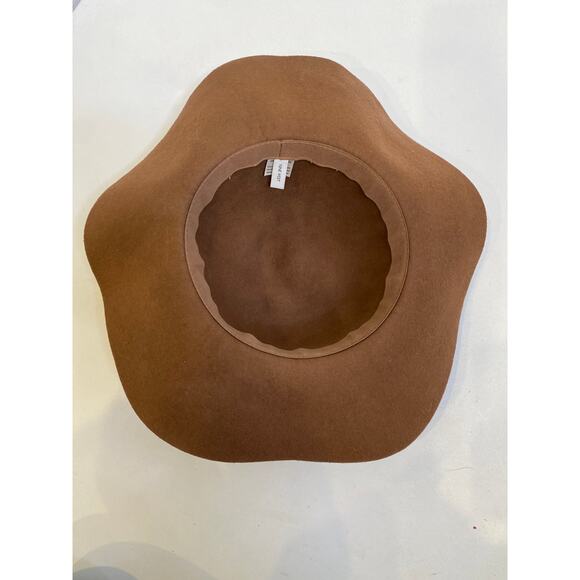 Nine West Tan Wool Floppy Round Hat EUC OS 15” Black Trim Boho Casual Everday main image 4